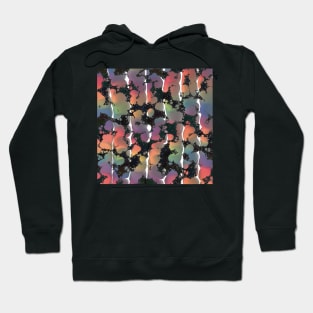 Rainbow Splatter Globs, Splashes and Stripes on Black and White Hoodie